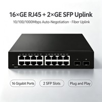 Switch Ethernet Gigabit Administrado de 16 Puertos con 2 SFP Uplink, Gestión Web y Control de Tráfico VLAN, Venta al por Mayor de Fábrica