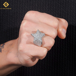 แหวนค็อกเทลทรงดาวห้าแฉกประดับมอสซาไนต์จาก ZUANFA JEWELRY เงินแท้ 925 ชุบโรเดียม ประดับเพชรแบบ Pave Setting เหมาะสำหรับทั้งชายและหญิง ใช้ในงานปาร์ตี้ - Product Image 5
