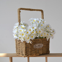 Buket bunga aster 5 lengket segar alami dengan ornamen karangan bunga buatan dekoratif Chamomile putih