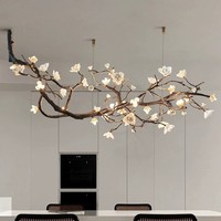 TOGETHER Suspension Fleur LED Design Naturel Inspiré, Lustre Branche pour Décoration Intérieure Villa Appartement Salon