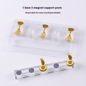 Set of 5 Transparent Acrylic Nail Art Tray Display Crystal Base Stand with Magnetic Tip Holder Plastic Beauty Practice <b>Tool</b> - Product Image 2