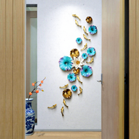 Décoration murale en céramique Poissons et fleurs - Design rond moderne pour entrée et cour, ornement mural extérieur à suspendre et à fixer