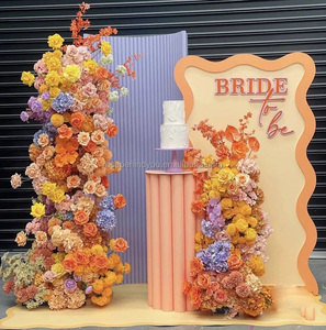 Décor de mariage Arrangement floral de scène <span class=keywords><strong>Fushia</strong></span> et fleurs rose vif Chemin de table de mariage - Product Image 3