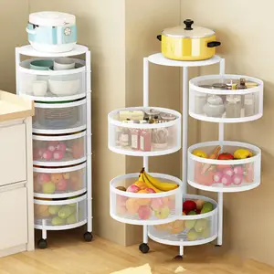 Soportes de almacenamiento multicapa de hierro fundido para cocina, estante de almacenamiento móvil para verduras con ruedas - Product Image 2