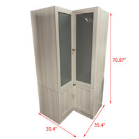 Armoire d'angle moderne en forme de L avec six étagères intérieures, penderie en bois avec tringle amovible pour salon et salle à manger