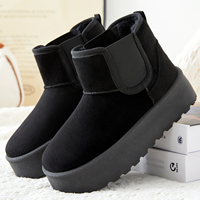 Sepatu Bot Salju Mini Wanita Musim Dingin, Lapisan Bulu Tebal, Sol Tebal Penambah Tinggi, Sepatu Bot Musim Dingin Pendek