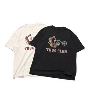 Nouveau T-shirt ample pour homme Thug Club en coton 100% avec imprimé lettres de designer, marque américaine tendance - Product Image 4
