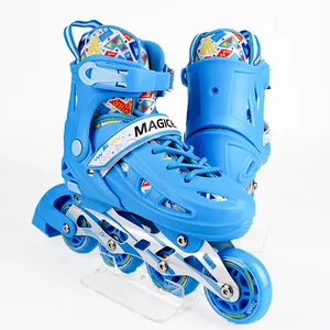 工厂批发儿童直排式溜冰鞋可调，带闪光功能，适合儿童