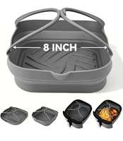 Revêtements en silicone pour friteuse à air avec poignées, carrés, réutilisables, pour panier de friteuse à air, insert de plaque de cuisson, accessoires de cuisson pour friteuse à air
