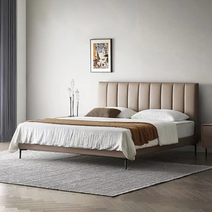 Letto Moderno <span class=keywords><strong>King</strong></span> <span class=keywords><strong>Size</strong></span> Morbido con Struttura in Legno, Testiera Stile Hotel, Rivestimento in Tessuto, Dimensioni 180x200cm - Product Image 3