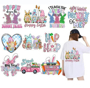 يوم سعيد عيد الفصح ملصقات طباعة الشاشة المخصصة جاهزة للضغط على DTF تصاميم نقل الطباعة الحرارية للقمصان - Product Image 1
