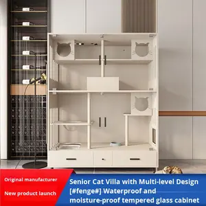 Villa pour chat extra large écologique Cage à chat en bois commerciale Modèle solide Fermeture à bouton Nid Cabinet pour intérieur/extérieur - Product Image 2
