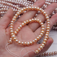 Perles de culture d'eau douce naturelles 100% naturelles, forme bouton, 7-8 mm, avec un lustre intense, qualité AAA, en vrac, pour la création de bijoux DIY