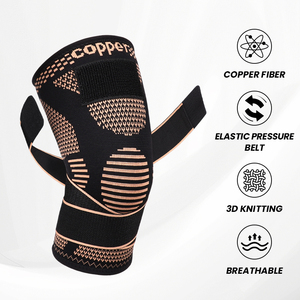 Genouillère en tissu <span class=keywords><strong>de</strong></span> cuivre avec support <span class=keywords><strong>de</strong></span> compression Premium en cuivre pour la douleur au genou arthrite douleur articulaire revivre - Product Image 5