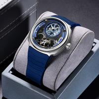 Luxuriöse Skelett-Automatikuhr mit Tourbillon-Uhrwerk, Silikonarmband und Offenbau-Design