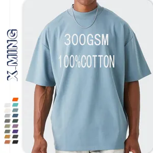 Magliette di lusso personalizzate magliette da uomo in cotone streetwear oversize a costine girocollo a tracolla peso massimo 300gsm t shirt da uomo