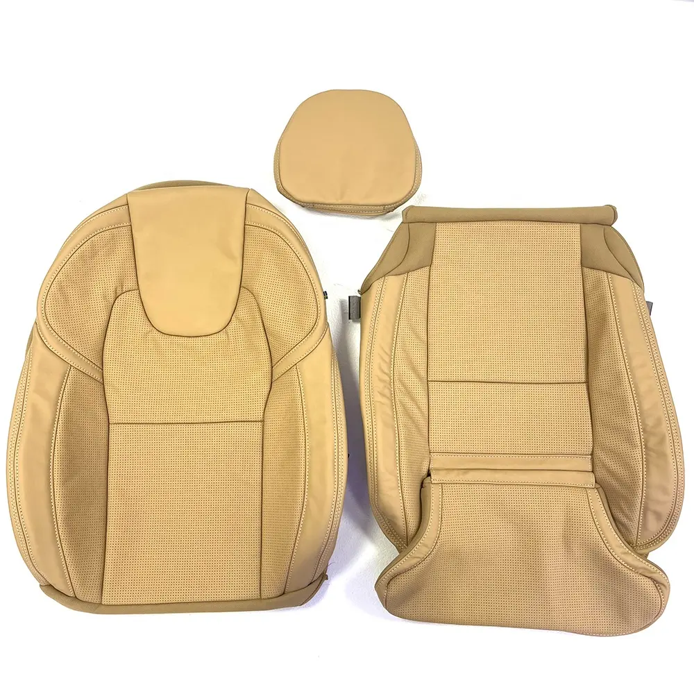 بوندفو مخصص أصلي نابا جلد أصلي مثقب لون كهرماني أغطية مقاعد سيارة كاملة لفولفو XC60 XC90 S60 S90