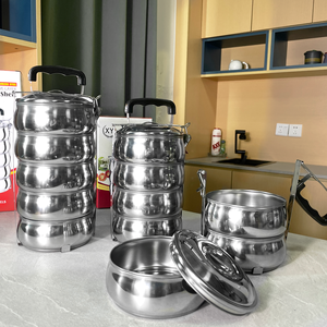 Thép không gỉ Hộp Ăn Trưa cách nhiệt tiffin nhiều lớp Đóng gói hộp 2/3/4 lớp vòng hình dạng thực phẩm lưu trữ heatable tiffin hộp - Product Image 2