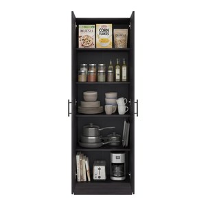 Armadio Dispensa Multifunzione Thommy Blacky - Libreria Moderna a 5 Ripiani per Soggiorno e Ufficio Domestico - Product Image 4