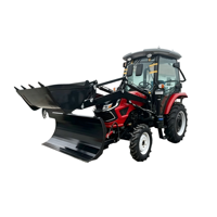 Trattore Agricolo Compatto 4x4 con Caricatore Frontale e Aratro, Cabina per Piccole Aziende Agricole e Rimozione Neve