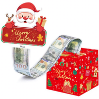 Boîte surprise de Noël pour tirer de l'argent, design créatif sapin de Noël et Père Noël, boîte vide pour cadeaux en espèces, idéale pour les fêtes de fin d'année