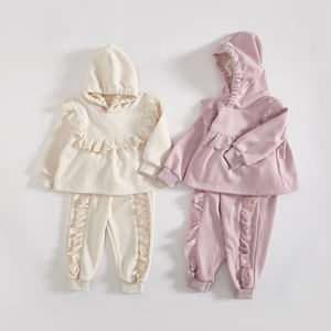 Engenepapa abito invernale per bambine <span class=keywords><strong>pantaloni</strong></span> Top in <span class=keywords><strong>velluto</strong></span> con cappuccio 2 pezzi Set di abbigliamento per bambini - Product Image 2