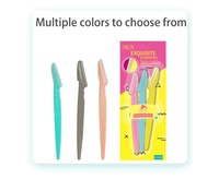 Juego de Tres Cuchillas Plegables Portátiles de Acero Inoxidable para Cejas con Malla Protectora, para Bordado, Recorte de Pelo y Cuidado Personal