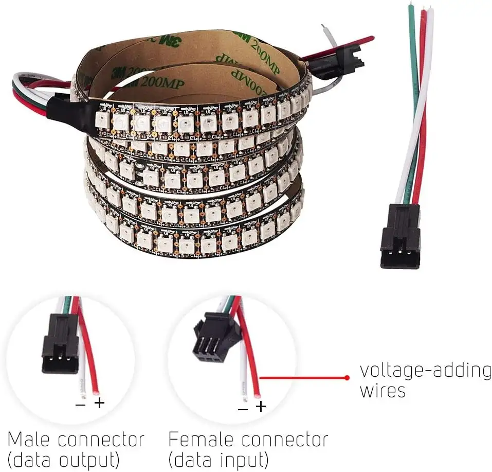 WS2812B RGB ECO LED Strip, a caccia di effetti 5050 smd14 4LED/m Dream Color IP30 per progetti DIY DC5V (senza adattatore o Controller)