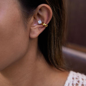 Orecchino con polsino di grande zircone da donna <span class=keywords><strong>in</strong></span> <span class=keywords><strong>vero</strong></span> <span class=keywords><strong>oro</strong></span> placcato - Product Image 3