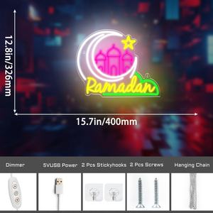 ป้ายไฟนีออนรอมฎอนสำหรับตกแต่งผนังไฟนีออน LED พร้อมหรี่ไฟสำหรับห้องนอน - Product Image 3