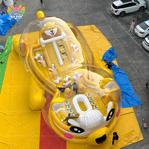 Château gonflable en PVC sur le thème de l'<span class=keywords><strong>ours</strong></span> jaune, palais de cristal, tente à bulles transparente, piscine à balles, toboggan, aire de jeux pour centre commercial - Product Image 1