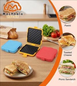 Mini sartén de <span class=keywords><strong>silicona</strong></span> portátil de doble cara para microondas, para calentar rápidamente y cocinar sándwiches y tostadas, azul y rojo, para desayuno - Product Image 5