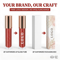 Gloss à lèvres métallique OEM, végétalien et sans produits d'origine animale, hautement pigmenté, longue tenue et waterproof, maquillage hydratant pour les lèvres