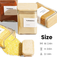 Lot de 12 bocaux en verre transparent de 4 oz carrés réutilisables pour le stockage du sel et du poivre de cuisine avec couvercle en bambou et étiquettes Vente en gros
