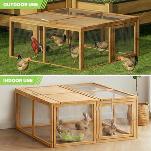 Foldable Wooden Small Animal Playpen With Wire Mesh and Expandable Design for Outdoor Indoor <strong>Pet</strong> <strong>Run</strong> Use - Product Image 6
