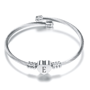 Wholesale Women's Stainless Steel Material Cuff Bangle <b>Bracelet</b> Gold Silver Rose Gold Color Waterproof Custom Design <b>Initial</b> - Product Image 5