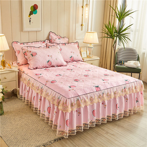 <span class=keywords><strong>Set</strong></span> di Biancheria da Letto in Stile Coreano con Copriletto Ricamato in Pizzo Floreale e Gonna Letto Confortevole - Product Image 6