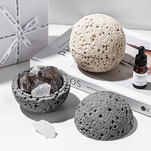 Contenedor de velas de cemento vacío MSH, vela de <span class=keywords><strong>piedra</strong></span> volcánica de superficie rugosa única, tarro de velas, taza para decoración del hogar - Product Image 4