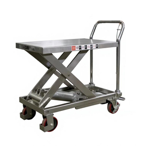 Carro Elevador de Tijera de Acero Inoxidable, Capacidad de 1000 kg, Elevación Hidráulica Manual, Uso en Logística de Almacén - Product Image 1