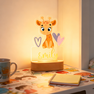Veilleuse LED à lumière blanche chaude alimentée par USB avec base en bois au design de dessin animé moderne, forme ovale pour une utilisation en chambre à coucher - Product Image 6