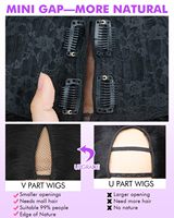 Perruques en cheveux humains V Part, densité 250%, vague corporelle, mise à niveau U Part, perruques en cheveux humains avec cordon de serrage, sans couture, sans colle, clip-in, demi-perruque