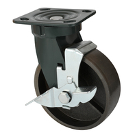 Roue pivotante industrielle robuste en fonte de 8 pouces (200 mm) avec frein latéral, capacité 950 kg, roue entièrement en fer