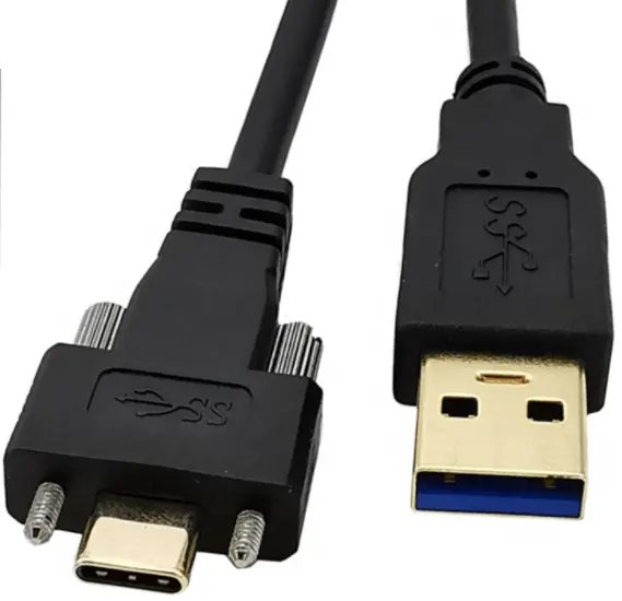 1M 5Gbps金メッキUSB3.0からType-Cオスケーブル、ネジロックパネルマウントケーブルネジロックタイプCオスケーブル