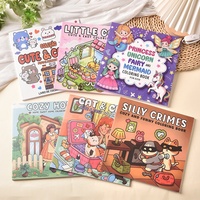 Livres de coloriage transfrontaliers en stock pour adultes et adolescents, avec des personnages d'animaux mignons, faciles à utiliser, en papier double-adhésif carré
