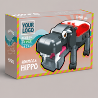 Ensemble de blocs de construction Hippopotame personnalisé de 84 pièces, modèle animal 3D à monter soi-même avec briques STEM, jouet OEM sous marque privée