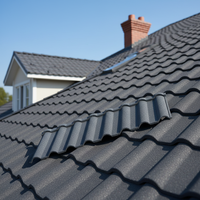 Tuiles de toiture en métal revêtues de pierres colorées modernes, tôles d'acier Galvalume imperméables pour villas, hôtels et entrepôts