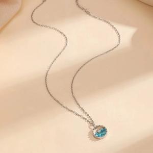 Collar de Aleación con Forma de Ballena para Mujer, Colgante de Oro y Plata con Cristal Azul Engastado, Amuleto Temático de Animal, Joyería de Regalo - Product Image 4