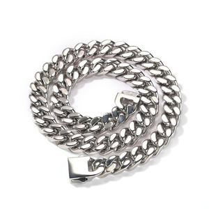 Safty-Cadena de eslabones cubanos de acero inoxidable, collar de eslabones cubanos de <span class=keywords><strong>miami</strong></span> tradicional, chapado en oro de 18k - Product Image 5