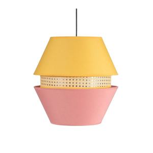 Lampada a sospensione a 3 luci E27, rosa e giallo, 35x35 cm - ideale per l'illuminazione decorativa in ambienti domestici e commerciali. - Product Image 1