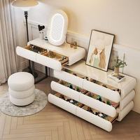 Meubles de chambre à coucher de style moderne lumière LED couleur blanche Commode de rangement en option Commode de maquillage Coiffeuse avec LED